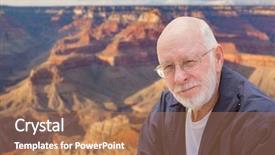  Presentation with grand canyon - Audience pleasing PPT theme consisting of happy-senior-man-posing backdrop and a coral colored foreground