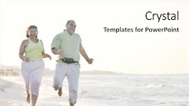  Presentation with romantic beach - Slides having senior mature elderly people couple background and a cream colored foreground