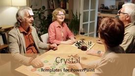  Presentation with notepaper - Presentation with happy-senior-men-and-women background and a coral colored foreground