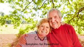  Presentation with pensioner - Cool new slides with happy-senior-pensioner-couple backdrop and a red colored foreground