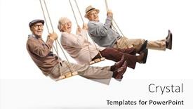  Presentation with people - Slide deck consisting of happy-senior-people-swinging background and a white colored foreground