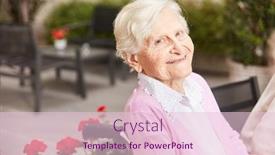  Presentation with happy retirement - Audience pleasing presentation theme consisting of happy-senior-retired-woman backdrop and a lemonade colored foreground