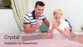  Presentation with happy retirement - Audience pleasing presentation theme consisting of happy senior retirement life backdrop and a lemonade colored foreground