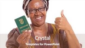  Presentation with old map south africa - Theme with happy senior south african woman background and a tawny brown colored foreground