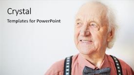  Presentation with well - Presentation featuring happy senior well-dressed man background and a white colored foreground