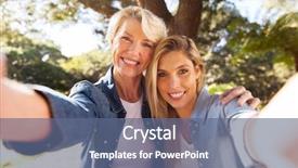  Presentation with daughter - Cool new presentation theme with happy senior woman and daughter backdrop and a ocean colored foreground