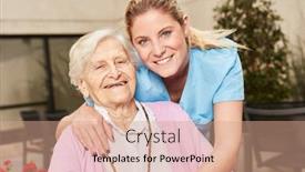  Presentation with nurse - Colorful slide set enhanced with happy-senior-woman-and-nurse backdrop and a coral colored foreground