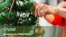  Presentation with happy holidays - Audience pleasing slide set consisting of happy senior woman decorating backdrop and a tawny brown colored foreground