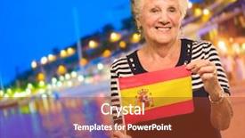  Presentation with spain - Cool new presentation with happy senior woman holding spain backdrop and a  colored foreground