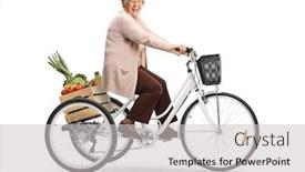  Presentation with fruits - Audience pleasing PPT layouts consisting of happy-senior-woman-riding backdrop and a light gray colored foreground