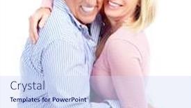  Presentation with seniors - Beautiful slides featuring happy seniors couple in love with flowers isolated over white background backdrop and a sky blue colored foreground