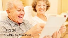  Presentation with teaser - Beautiful slide set featuring happy-seniors-couple-is-doing backdrop and a lemonade colored foreground