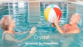  Presentation with seniors - Presentation design with happy-seniors-couple-plays background and a teal colored foreground