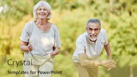  Presentation with frisbee - Colorful presentation enhanced with happy-seniors-play-frisbee-together backdrop and a yellow colored foreground