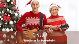  Presentation with christmas tree - Presentation design enhanced with happy seniors playing a guitar background and a tawny brown colored foreground