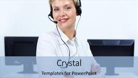  Presentation with support groups - Cool new theme with happy service - portrait of customer support representative backdrop and a  colored foreground