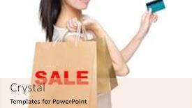  Presentation with credit card - Slide set with super junior - happy shopping woman credit card background and a lemonade colored foreground