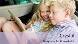  Presentation with siblings - Presentation design having happy-siblings-couple-using-tablet background and a sky blue colored foreground