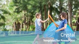  Presentation with siblings - Audience pleasing slide deck consisting of happy siblings fighting with bread backdrop and a teal colored foreground