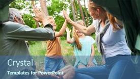  Presentation with siblings - Slides featuring happy-siblings-giving-high-five background and a ocean colored foreground