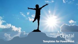  Presentation with spread - Amazing PPT layouts having happy-silhouette-of-boy-enjoy backdrop and a teal colored foreground