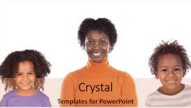  Presentation with family - PPT theme enhanced with happy single-parent family isolated background and a coral colored foreground