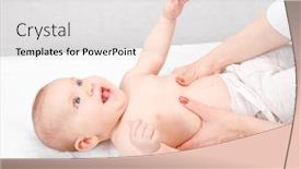  Presentation with happy baby - PPT theme consisting of happy-six-month-baby-girl background and a sky blue colored foreground