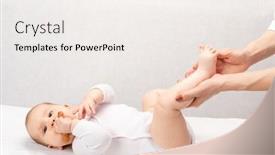  Presentation with foot massage - Slide set with happy-six-month-baby-girl background and a sky blue colored foreground