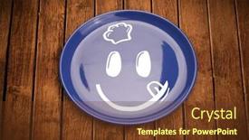  Presentation with cartoon - Presentation design having happy smiley cartoon face on colorful dish plate and grungy background background and a tawny brown colored foreground