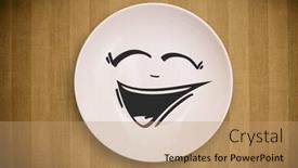  Presentation with cartoon - Amazing presentation design having happy smiley cartoon face on colorful dish plate and grungy background backdrop and a coral colored foreground