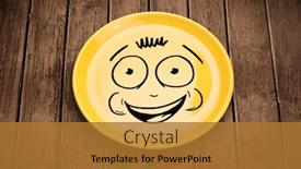  Presentation with cartoon - Presentation design with happy smiley cartoon face background and a gold colored foreground