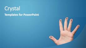  Presentation with happy sad mask face - Slide deck having happy smiley face fingers cheerfully background and a teal colored foreground