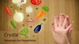  Presentation with fingers - PPT theme with happy smiley face fingers cheerfully background and a gold colored foreground