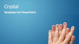  Presentation with fingers - Beautiful slides featuring happy smiley face fingers cheerfully backdrop and a teal colored foreground