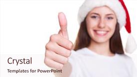  Presentation with smile focus - PPT theme having happy smiley girl in santa background and a sky blue colored foreground