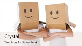  Presentation with wearing a surgical face mask - PPT theme consisting of happy smileys - couple wearing smiley face boxes background and a soft green colored foreground