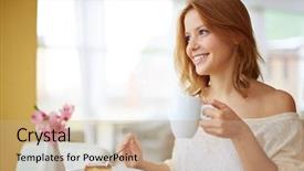  Presentation with dessert - PPT theme having happy smileys - image of young and pretty background and a coral colored foreground