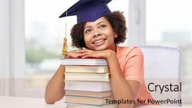  Presentation with african people - Slide deck featuring happy smiling african american student background and a coral colored foreground