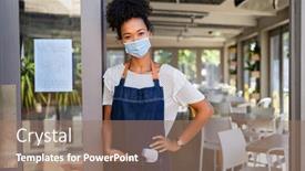  Presentation with black business - Slide deck enhanced with happy-smiling-african-woman-wearing background and a coral colored foreground