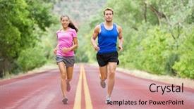  Presentation with romance couple nature - Slide deck consisting of happy smiling asian female model background and a coral colored foreground