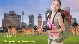  Presentation with kuala lumpur - Colorful slide deck enhanced with happy-smiling-asian-young-female backdrop and a tawny brown colored foreground