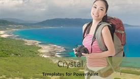  Presentation with asia - Theme enhanced with happy-smiling-asian-young-female background and a gold colored foreground