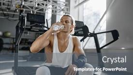  Presentation with workout - Slides consisting of happy-smiling-athletic-man-drinking background and a gray colored foreground