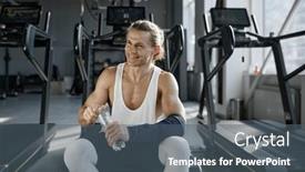  Presentation with workout - Presentation theme with happy-smiling-athletic-man-drinking background and a gray colored foreground