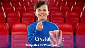  Presentation with red movie - PPT theme consisting of happy smiling boy in blue background and a ocean colored foreground