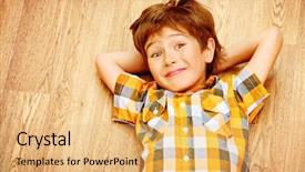  Presentation with floor - Presentation having happy-smiling-boy-lying background and a yellow colored foreground