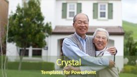  Presentation with elderly asian - Audience pleasing slides consisting of happy smiling chinese elderly couple backdrop and a tawny brown colored foreground