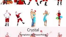  Presentation with gifts - PPT layouts having happy smiling christmas people with gifts collage isolated white background background and a lemonade colored foreground