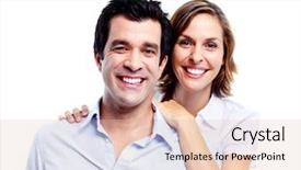  Presentation with love - Amazing theme having happy smiling couple in love isolated over white background backdrop and a lemonade colored foreground