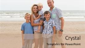  Presentation with family children - Slide deck enhanced with happy smiling family with three background and a coral colored foreground